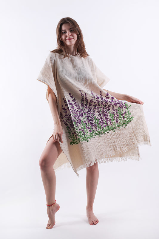 Müslin Lavanta Desenli Panço - Reina Textile