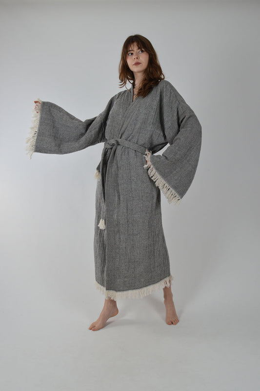 Antrasit Müslin Kimono