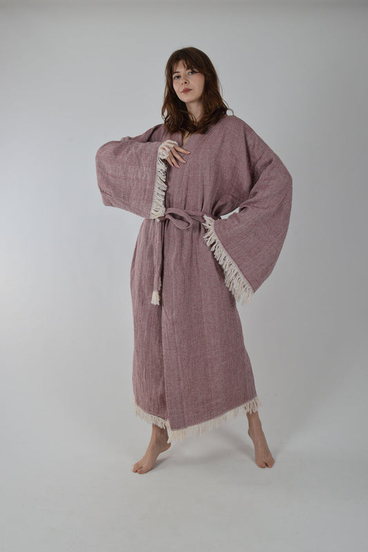 Bordo Müslin Kimono