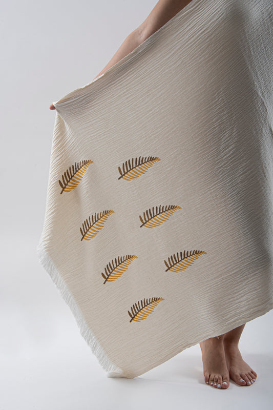 Müslin Sarı Çam Desenli Peştemal - Reina Textile