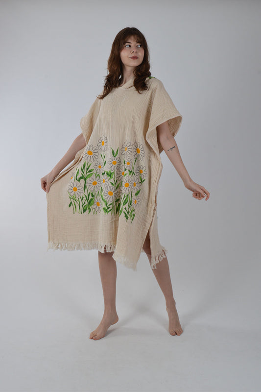 Papatya Desenli Müslin Panço