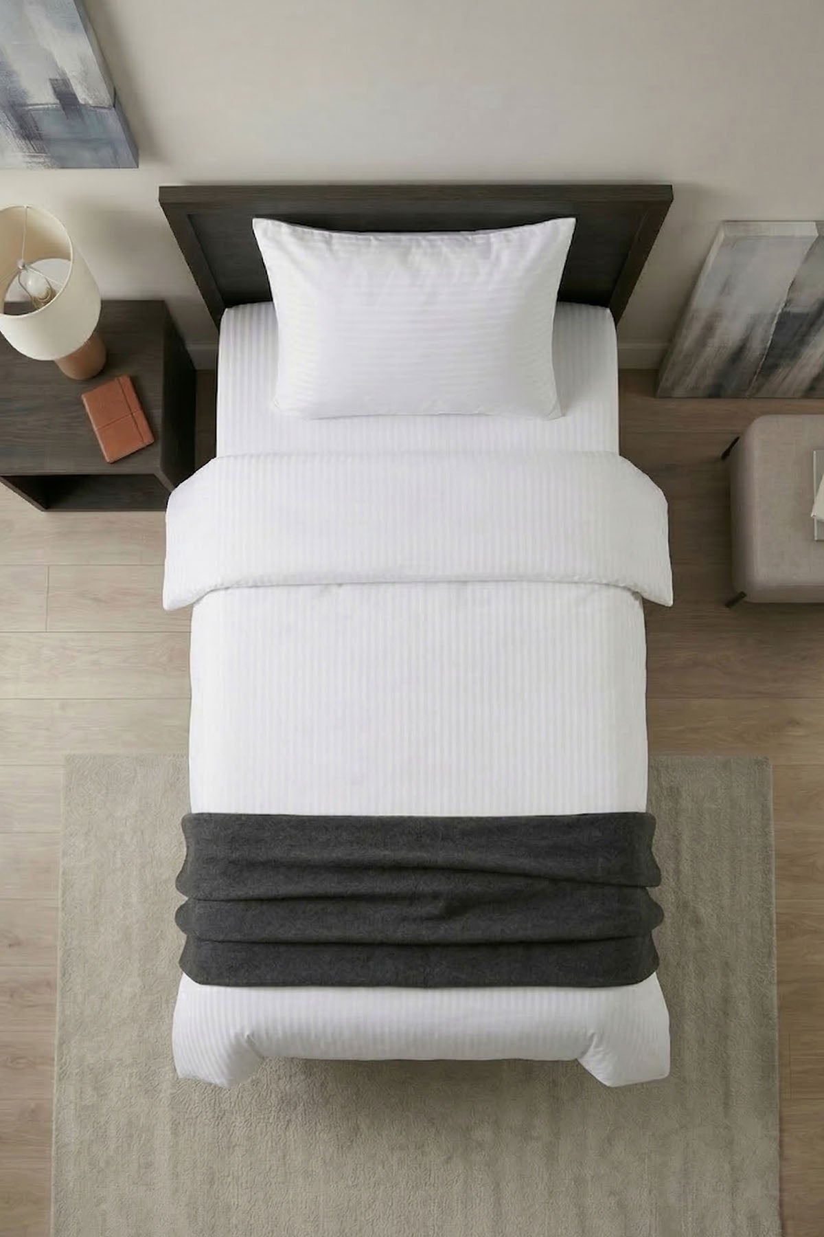 Tek Kişilik Çizgili Saten Nevresim 83 Tel ( 10 Adet )- Otel Konforunda Premium Nevresim