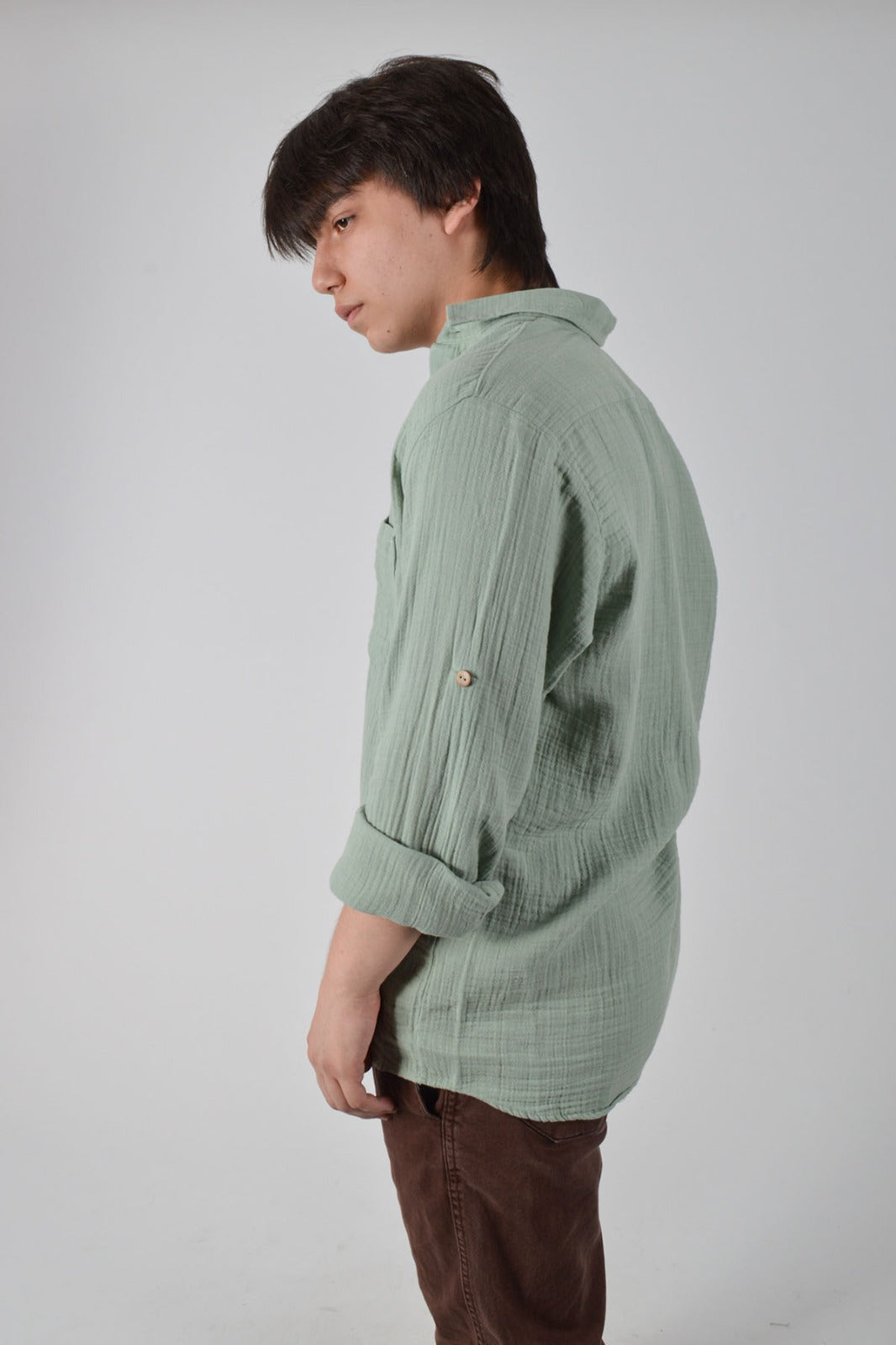 Müslin Oversize Yeşil Gömlek
