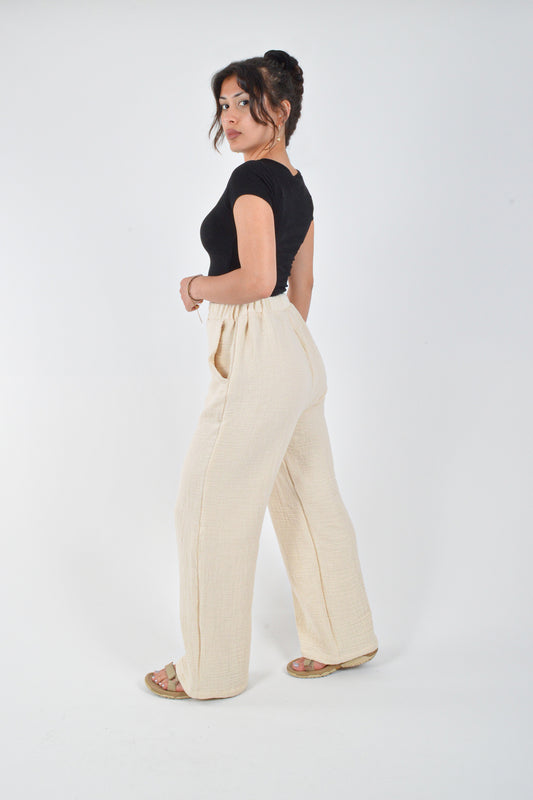 Müslin Natural Palazzo Pantolon - Reina Textile