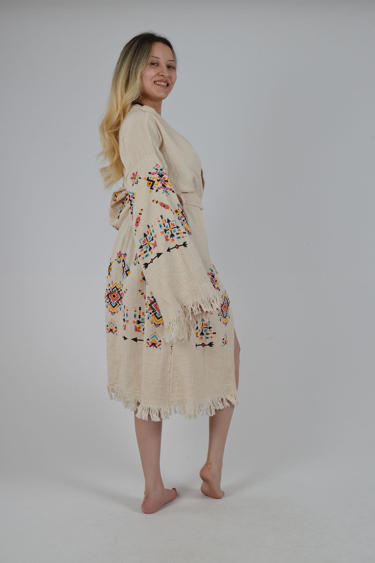 Kilim Desen Müslin Kimono