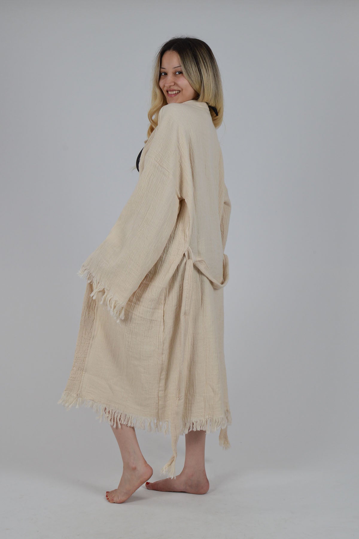 Baskısız Müslin Kimono