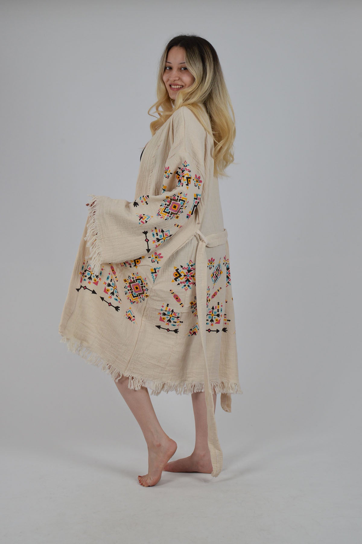 Kilim Desen Müslin Kimono