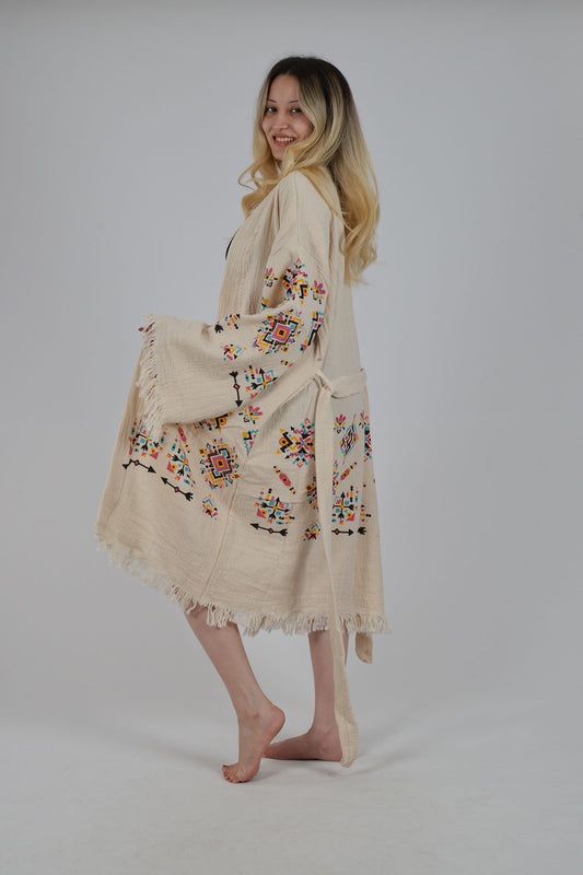 Kilim Desen Müslin Kimono