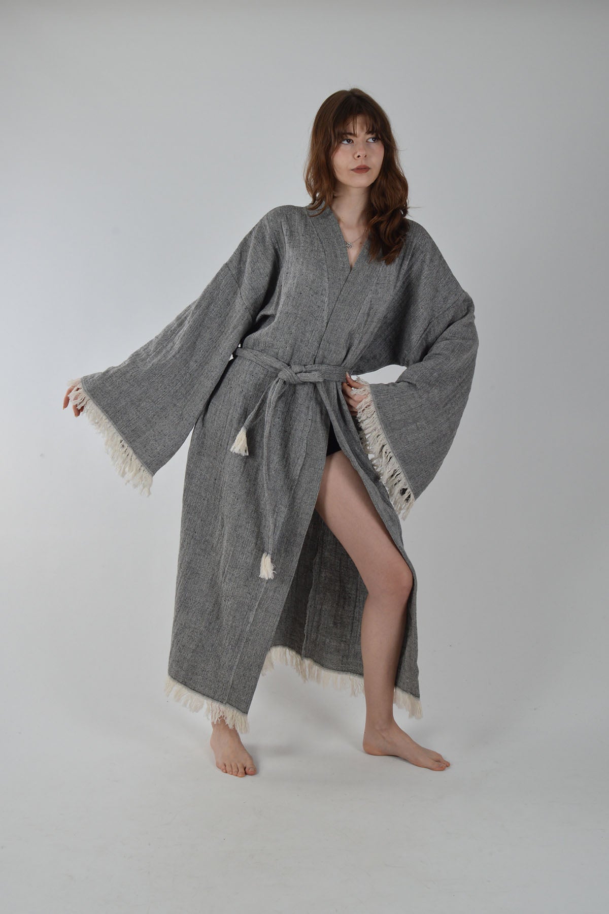 Antrasit Müslin Kimono