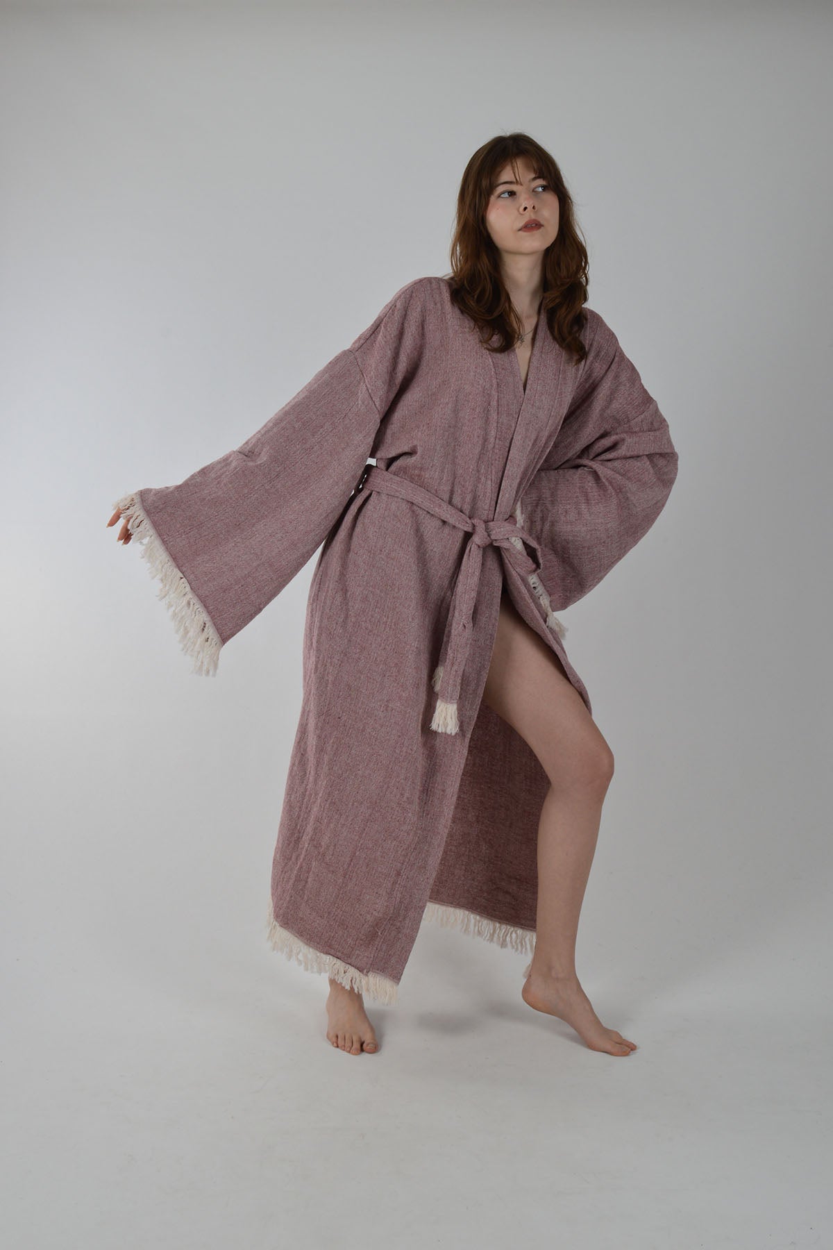 Bordo Müslin Kimono