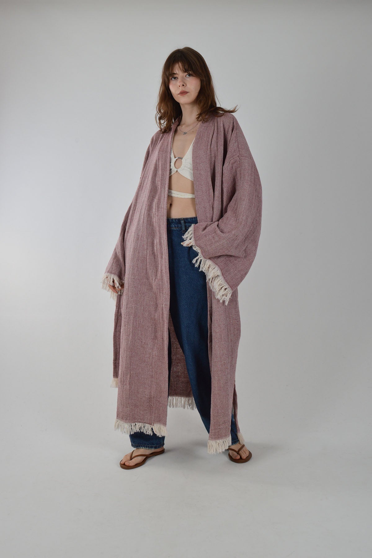 Bordo Müslin Kimono