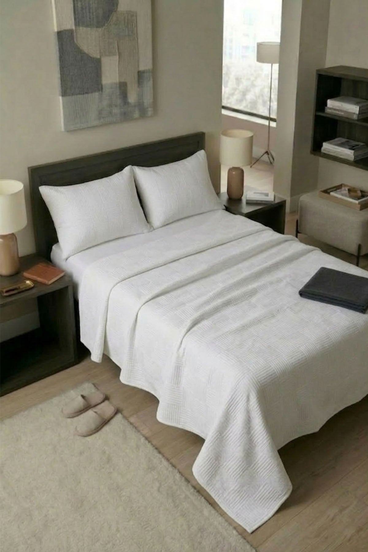 Çift Kişilik Büyük Dama Pike - Otel Konforunda Premium Yatak Örtüsü