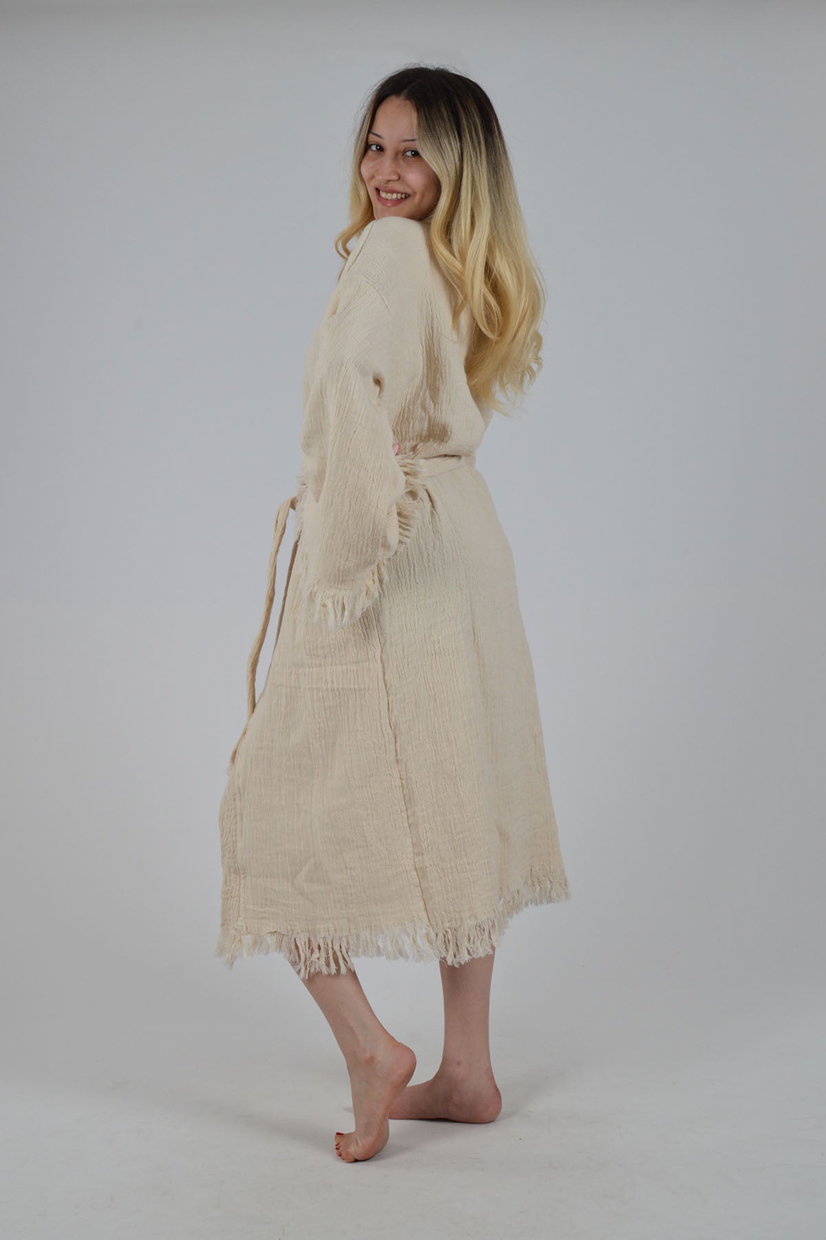 Baskısız Müslin Kimono