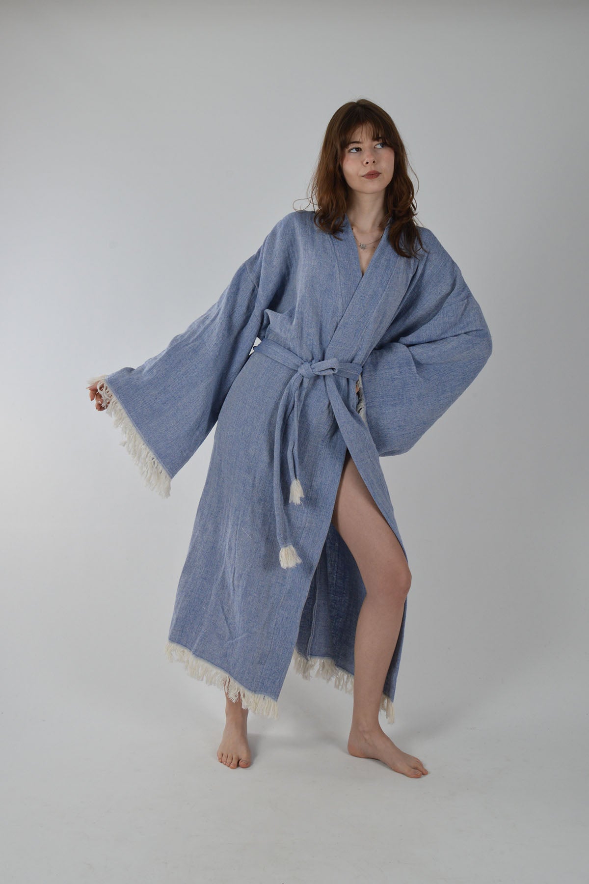 Mavi Müslin Kimono