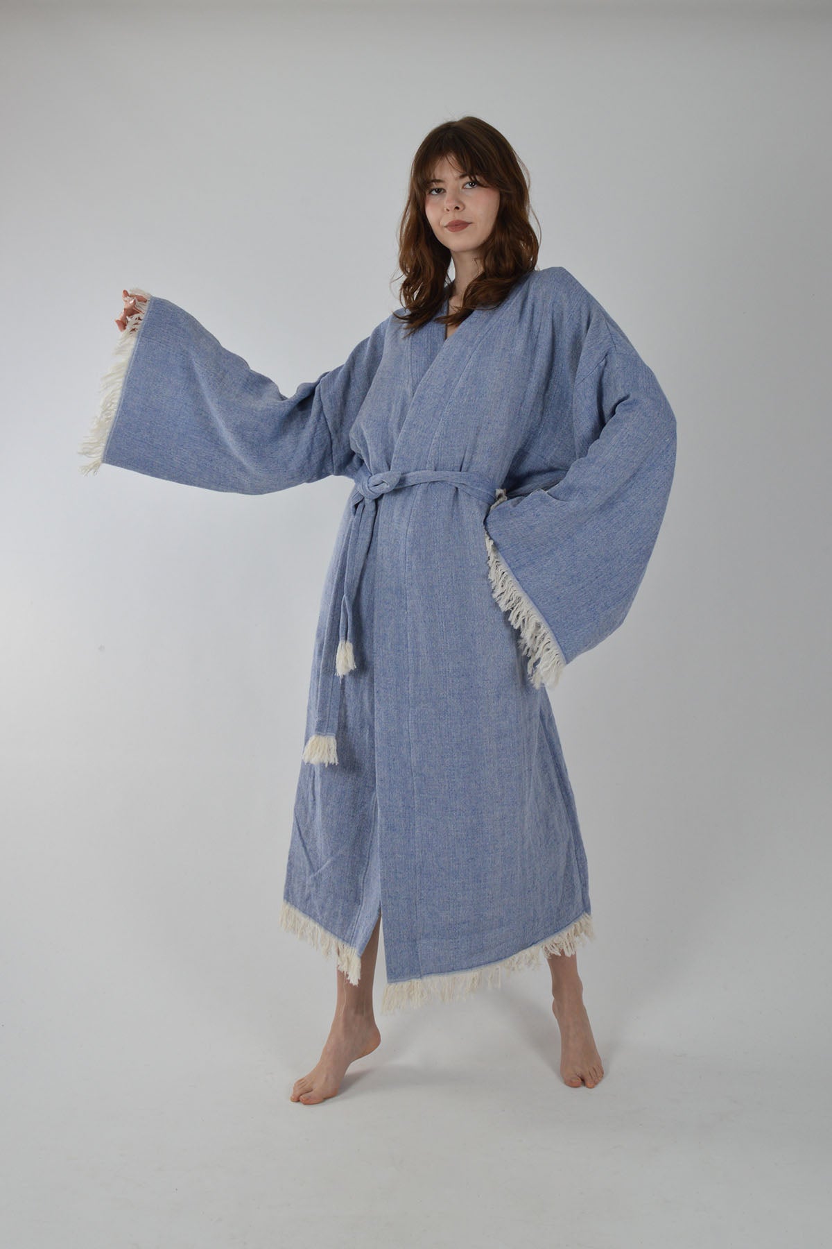 Mavi Müslin Kimono