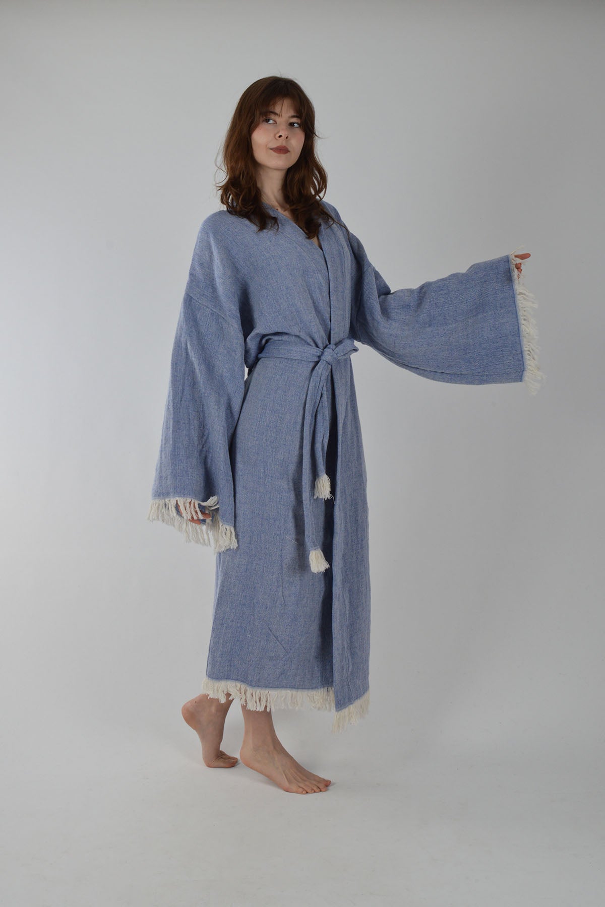 Mavi Müslin Kimono
