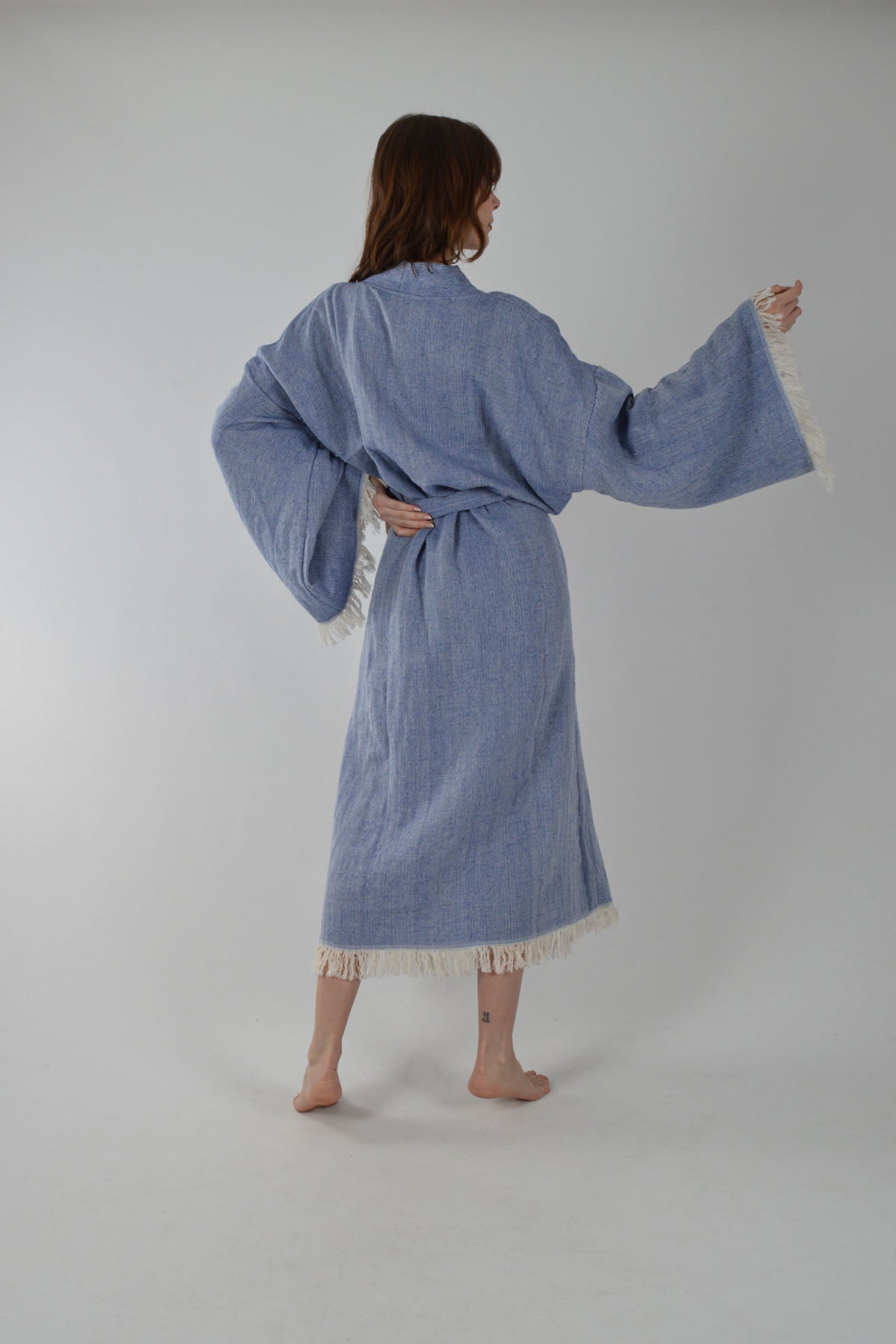 Mavi Müslin Kimono