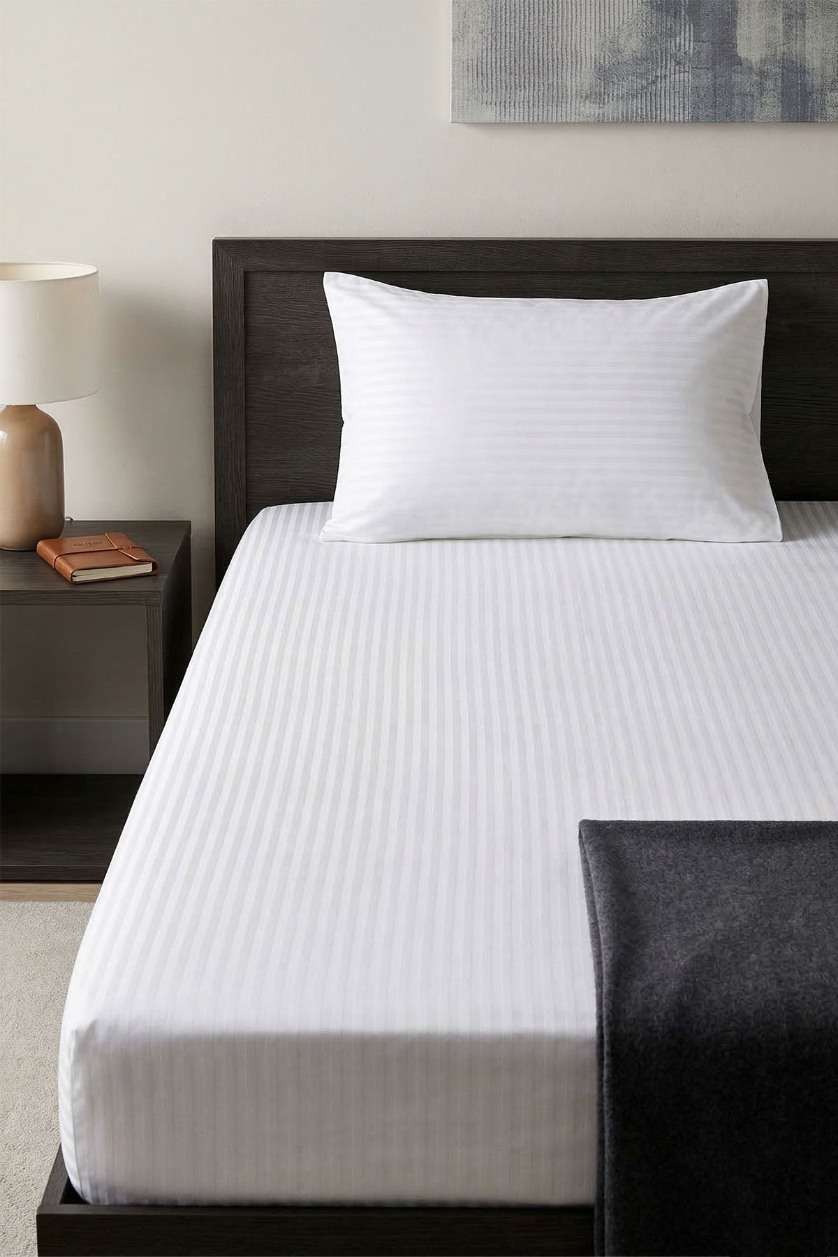 Tek Kişilik Çizgili Saten Çarşaf 83 Tel ( 10 Adet )- Otel Konforunda Premium Çarşaf