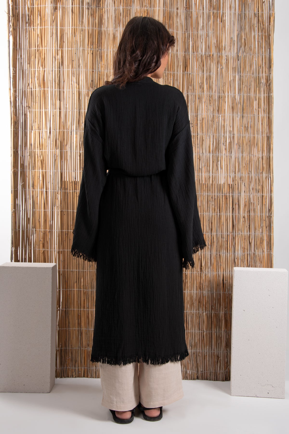 Müslin Siyah Kimono Kaftan