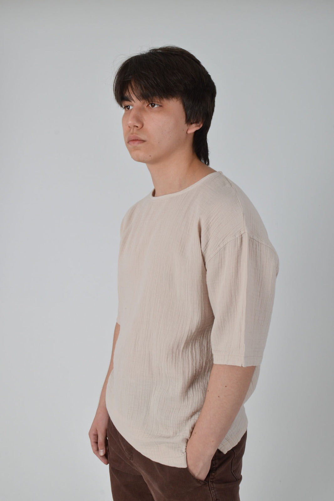 Müslin Oversize Bej Tişört