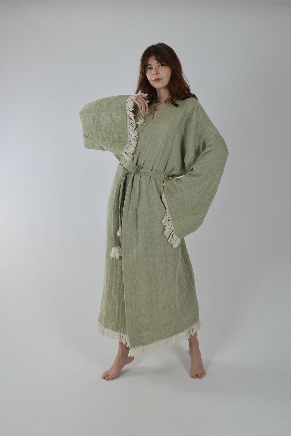 Yeşil Müslin Kimono