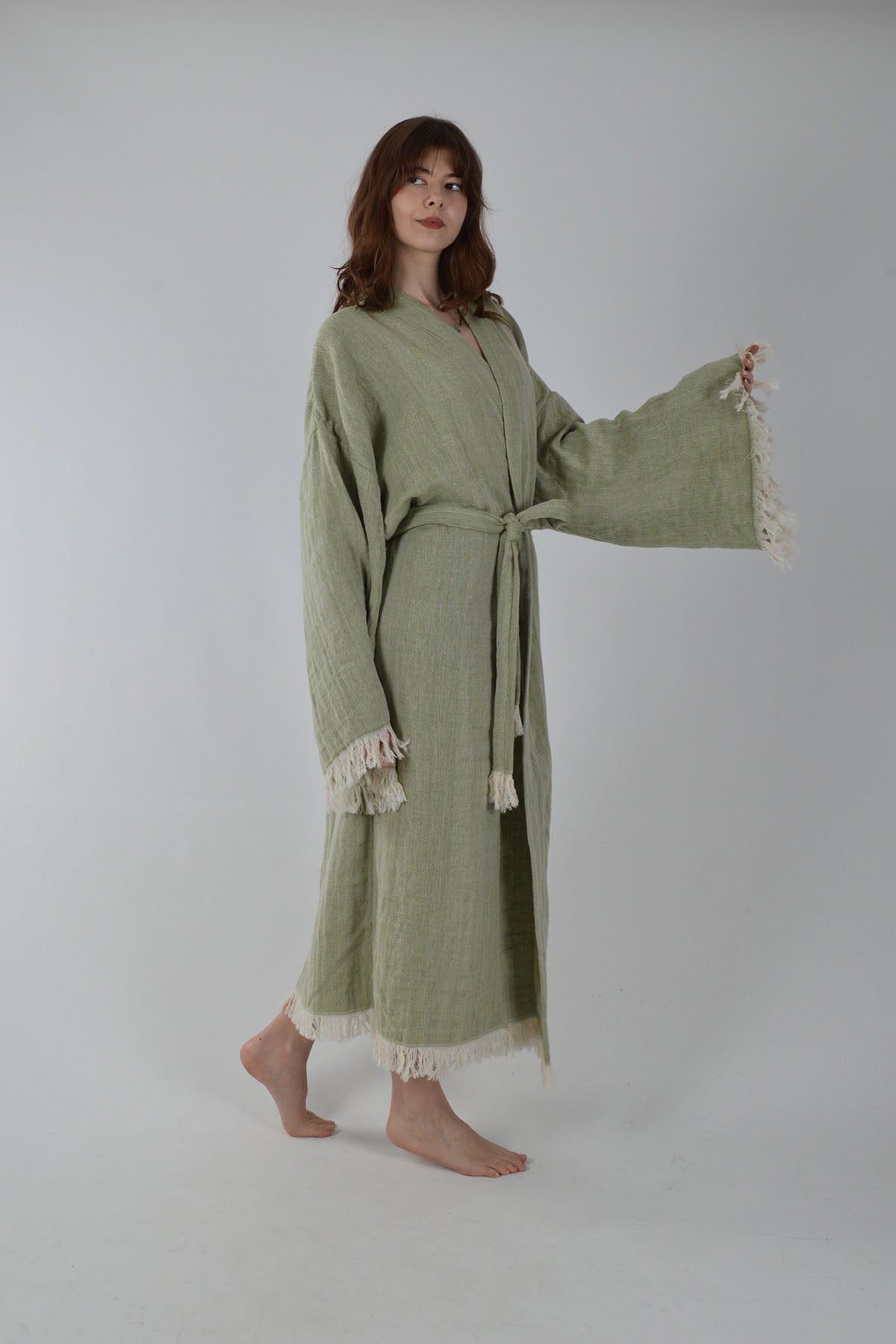 Yeşil Müslin Kimono