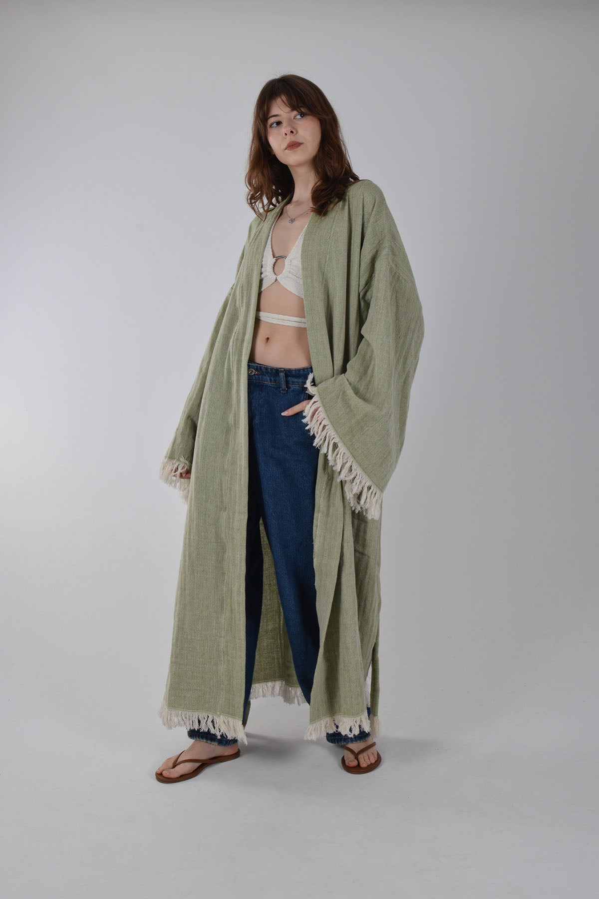 Yeşil Müslin Kimono