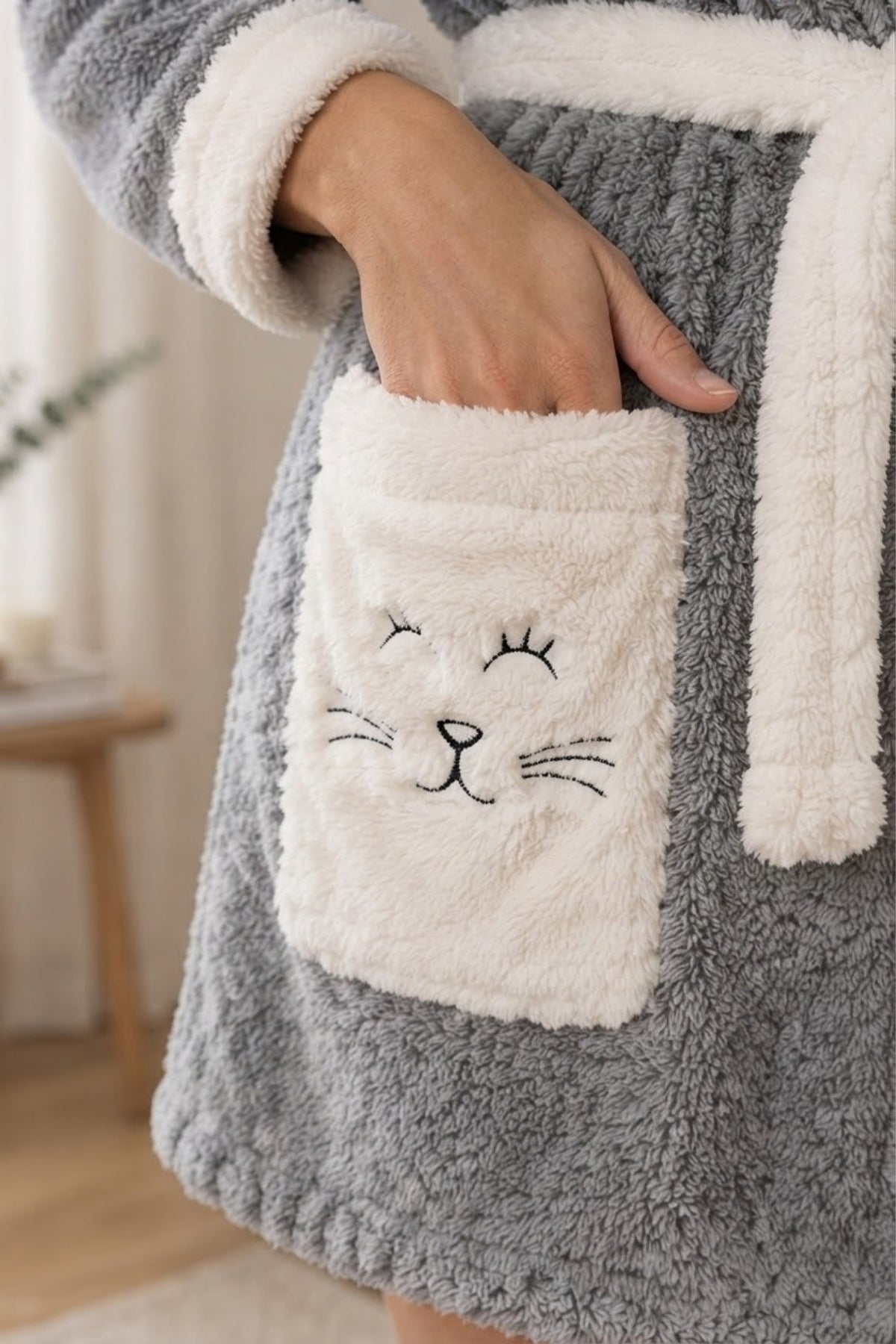 Welsoft Sabahlık - Kedi Nakışlı Kırçıllı